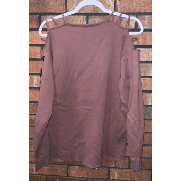 Pink Victorias Secret Cold Shoulder Sweatshirt Mauve Caged Strap Size S - Picture 4 of 5